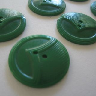 Vintage Emerald Green Plastic Buttons 1930s 1940s 2 Hole 18mm Set Of 6
