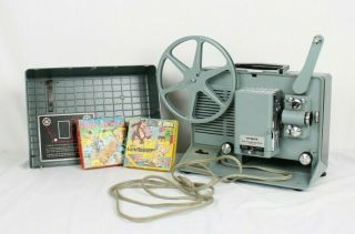 Vintage Argus Showmaster 500 Portable 8mm Movie Projector With 2 Movies