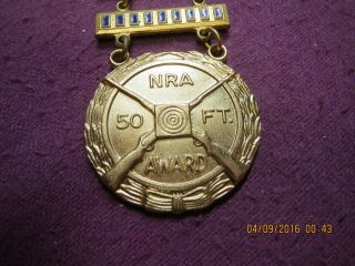 Rare Vintage NRA 50ft Award Sharpshooter 9 Bar Medal 2