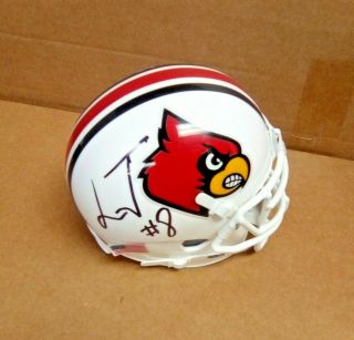 Lamar Jackson Louisville Cardinals Signed Mini Football Helmet Ravens