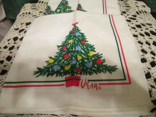 Vera Neumann Christmas Tree Dinner Napkins Set Of 4 Signed Vintage