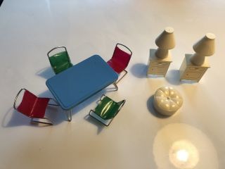 Mid Century Vintage Doll House Furniture Metal Vinyl Strap Chairs Made In Japan