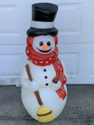 Vintage 42 " Snowman General Foam Plastic Co Blow Mold Lights Up With Cord