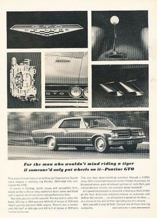 1964 Pontiac Gto Advertisement Print Art Car Ad K71
