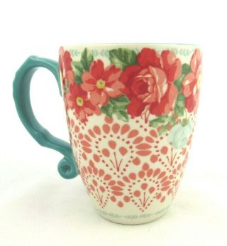 Pioneer Woman Vintage Floral 24 oz Jumbo Latte Mug Cup Red Coral Teal 2