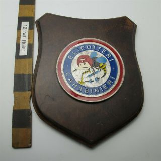 Vtg Italy Military Plaque Elicotteri Carabinieri Helicopter Unit