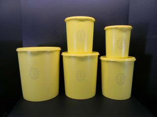 Vintage Tupperware Yellow Canisters Set Of 5