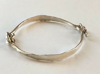 Vintage Mid Century Hammered Sterling Silver 925 Hook Clasp Bracelet