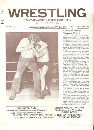 1966 Nwa Wrestling Program Wwwf Viking Colon Vintage Kentuckians Ellis Donovan