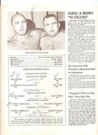 1966 NWA wrestling program WWWF Viking Colon vintage Kentuckians Ellis Donovan 2