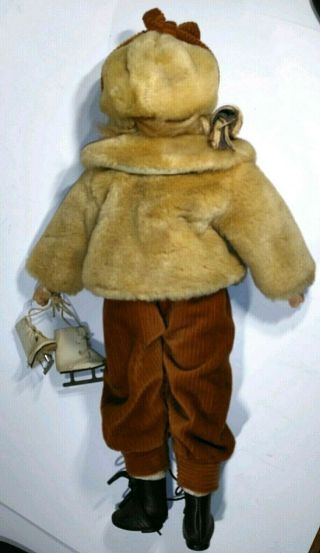 Vintage Ice Skater Doll Dandee Russian Collectors Choice W/ Fur Coat Porcelain 3