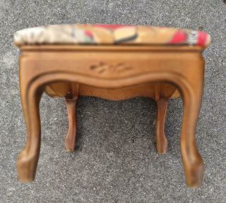 Vintage Wooden Wood Foot Stool Small Footstool African Animal Fabric Top 2
