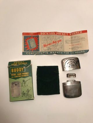 Vintage Buddy Pocket Hand Warmer Cigarette Lighter W/ Box And Pamphlet