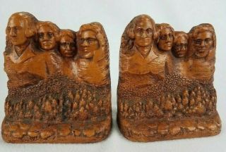 Vintage Mid Century - Mount Rushmore National Monument Book Ends - 6.  25 Tall