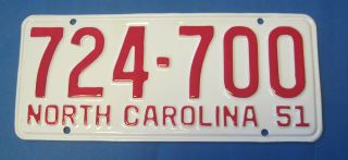 1951 North Carolina License Plate Professionally Restored Show Quality