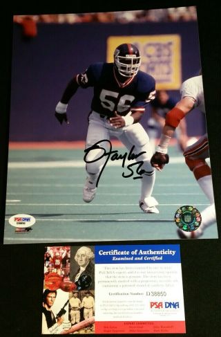 Lawrence Taylor Signed/auto 8x10 Authentic Nfl Photo Ny Giants Old Psa/dna