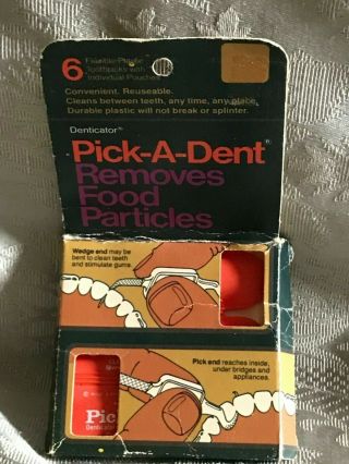 Vintage 3 Denticator Pick - A - Dent Interdental Cleaners W/original Box Collectible