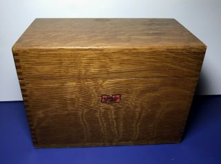 Vintage Weis Manufacturing Wooden Oak Recipe Box Card File Box Made In Usa