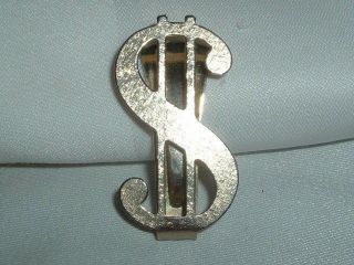 Vintage Dollar Sign Gold Tone Metal Money Clip In Gift Box
