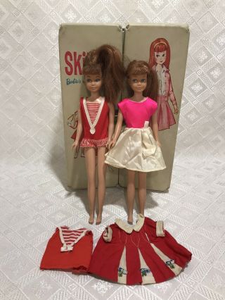 Vintage Barbie 2 Skipper Dolls W/ Carrying Clothes Case
