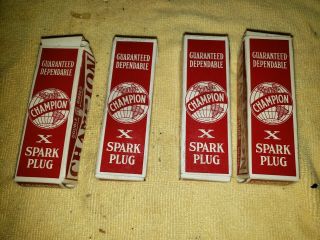 Vintage Champion X Spark Plugs (4),  Ford Model T,  In Boxes,  Nos,  Rare