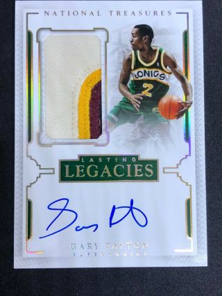 Gary Payton 2015 National Treasures 4 Color Patch Auto Seattle Sonics Glove /25