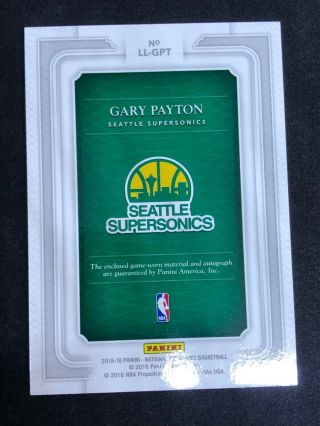 GARY PAYTON 2015 National Treasures 4 color patch auto Seattle Sonics Glove /25 2