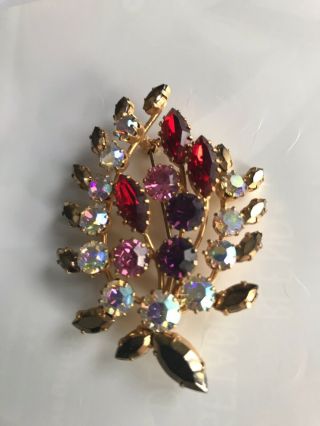 Vintage 1940’s Brooch Pin Stunning Stones Gold 80 Years Old Ships