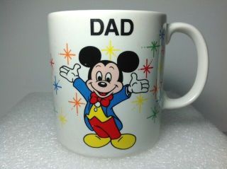 Vintage 1988 Walt Disney Mickey Mouse Epcot Center Dad Coffee Tea Cup Mug 10 Oz