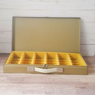 Vintage Metal Storage Case Box 150 Slides Or Coin Holders Tan