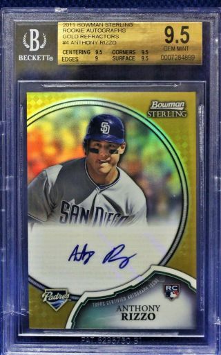 2011 Bowman Sterling Rookie Autos Gold Refractor 31/50 Anthony Rizzo Bgs 9.  5/10