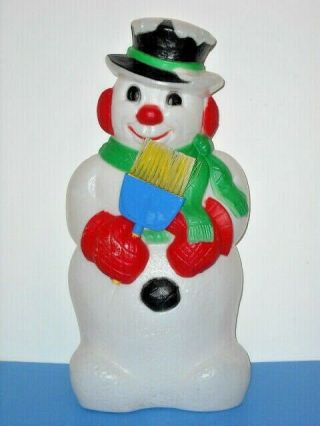 Vintage Christmas Snowman With Broom Blow Mold 31 " Tall