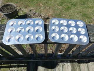 Mirror 12 Cup Mini Muffin Pans Set Of Two Vintage Made In Usa