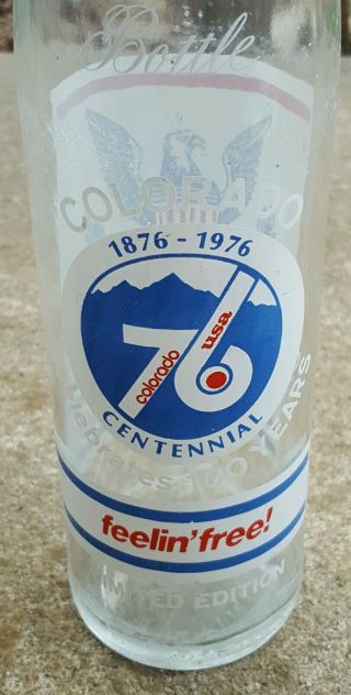 Vintage Pepsi Cola Colorado state Centennial 1976 glass bottle collectible 3