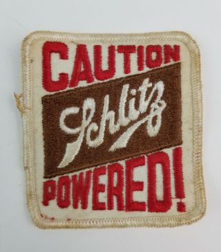 Vintage 70s Caution Schlitz Powered Rockabilly Biker Vest Beer Collectors Patch