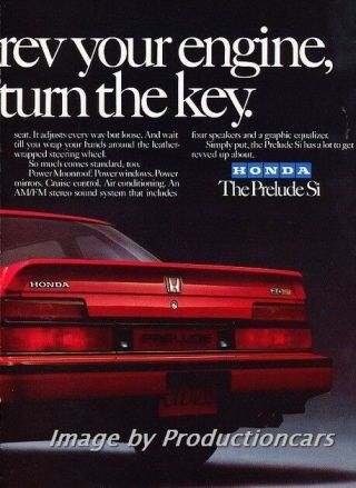 1986 Honda Prelude Si 2 - Page Advertisement Print Art Car Ad J714