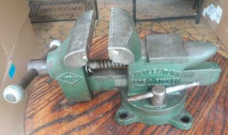 Vintage Littlestown Littco Steel Bench Vise With Swivel Base 3 1/2 " Jaws No.  112