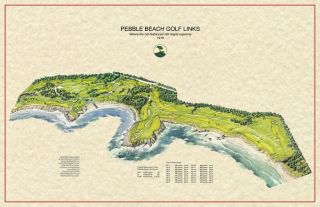 Pebble Beach Golf Links Jack Neville 1918 Vintage Golf Course Maps Print
