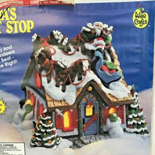 Vintage Wee Crafts " Santa’s Last Stop” Paint Kit Ceramic 21548 Accents Unlmtd