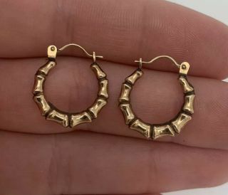 9ct Gold Victorian Style Vintage Hoop Earrings 9k 375.