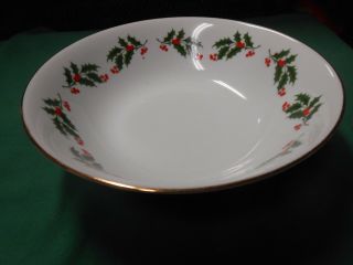 Vintage Fine China Christmas Dinnerware Set Of 2 Large Serving Bowls