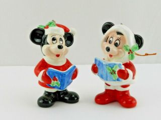 Vintage Disney Mickey Santa & Minnie Mouse Carolers Christmas Ornaments Japan
