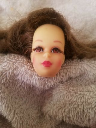 Vintage Brunette Francie Head Only Long Hair 1130 Barbie 1960s Part Blush