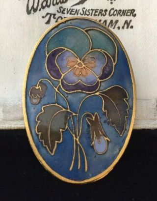 Vintage Jewellery Enamel Pansy Flower Brooch