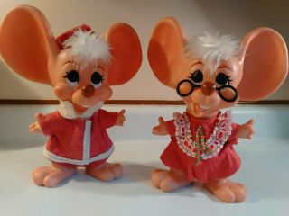 Vintage Roy Des Of Fla 1970 Huron Santa & Mrs Clause Big Ear Mouse Mice Banks