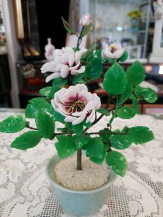 Vintage Japanese Glass Floral Bonsai Tree