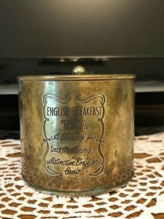Vintage English Breakfast Tea Container Tin Canister Silver Plated
