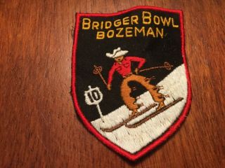 Bridger Bowl Vintage Skiing Ski Patch Bozeman Montana Resort Souvenir Cowboy