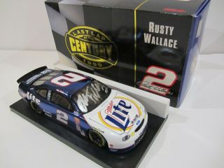 1999 Rusty Wallace Signed 1:24 Nascar Miller Lite End Of The Century Diecast Car