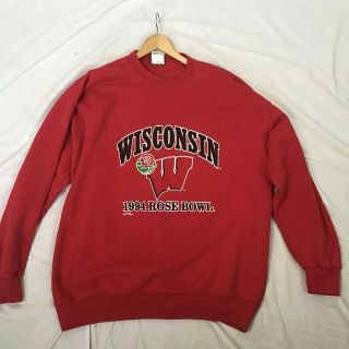 Vintage Wisconsin Badgers 1994 Rose Bowl Crew Neck Sweatshirt Adult Large Red